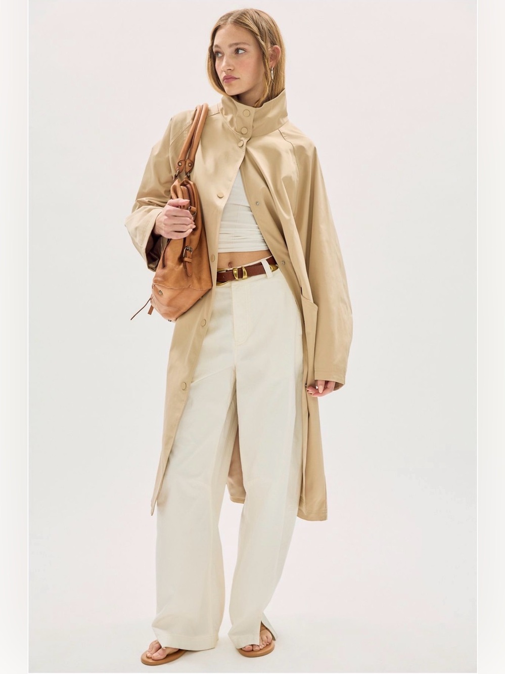 Rita Row Allighieri Trench Coat Jacket Beige Oversized NWT Rare Size L / 40